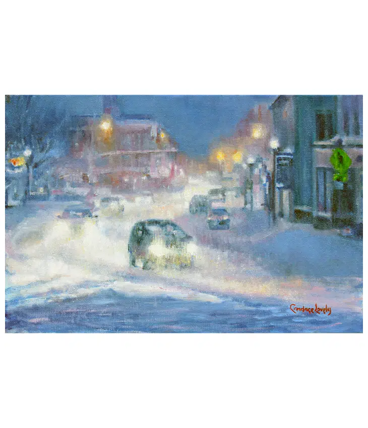Main Street Evening Snow