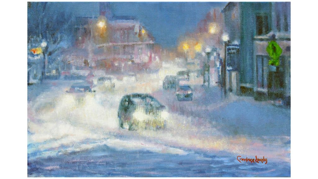 Main Street Evening Snow